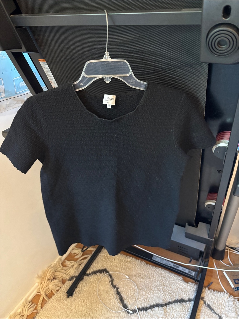 Armani Collezioni Black Short Sleeve Knit Tee
